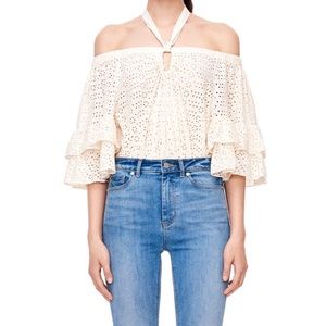 REBECCA TAYLOR La Vie Eyelet Off Shoulder Top